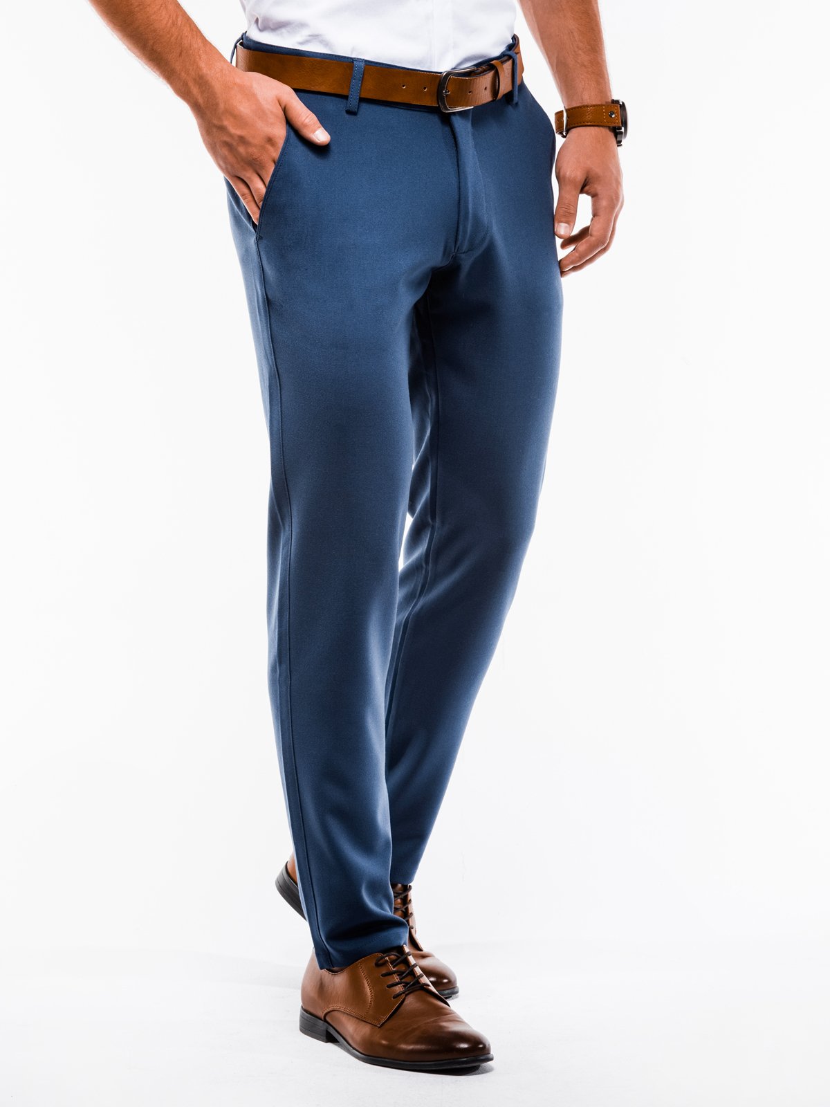 Pantaloni chino barbati P832 - albastru