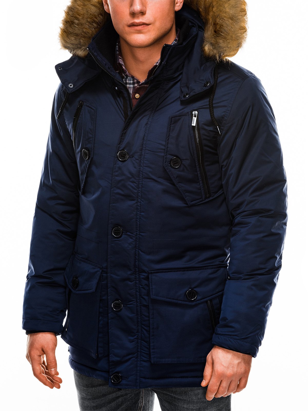 Jacheta parka de iarna barbati C361 - bleumarin