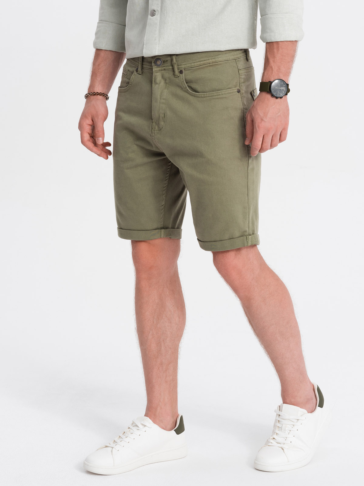 Pantaloni casual scurti barbati W303 - kaki