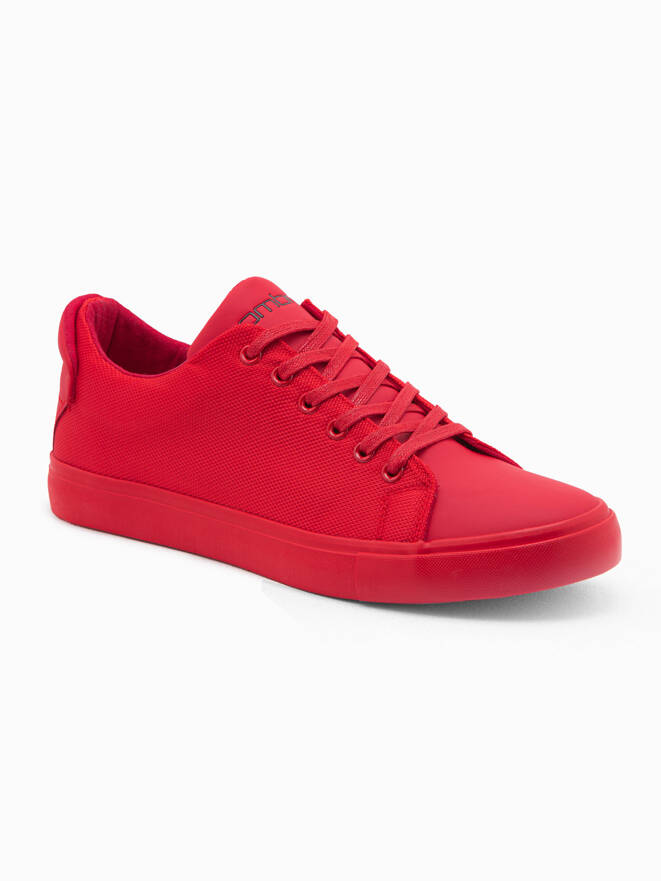BASIC pantofi de sport pentru bărbați din material combinat - roșu V3 OM-FOCS-0105