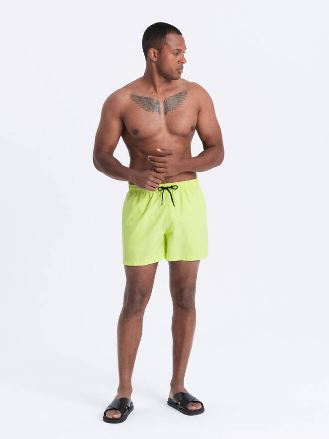Pantaloni scurți de baie neon pentru bărbați cu efect de imprimeu magic - verde lime V1 OM-SRBS-0147