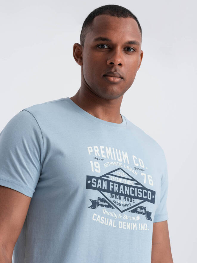 Tricoul din bumbac imprimat pentru bărbați San Francisco - albastru V1 OM-TSPT-0120