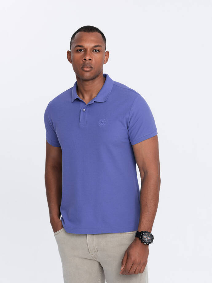 BASIC tricou polo pentru bărbați, tricou piqué monocolor - violet V12 OM-POBS-0100