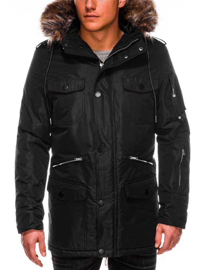 Jacheta parka de iarna barbati - negru C410