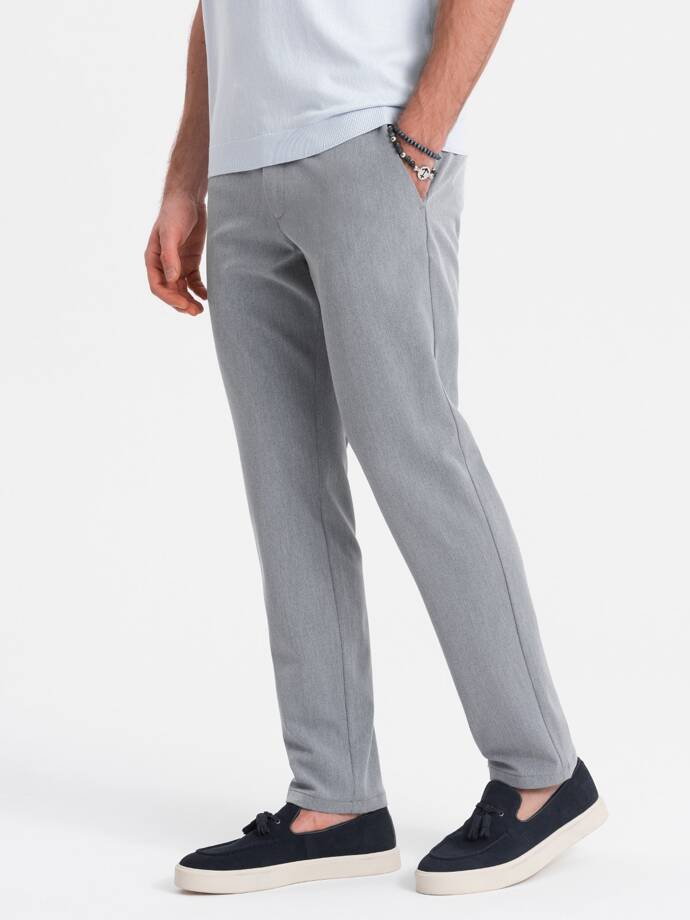 Pantaloni chino SLIM FIT pentru bărbați eleganți - gri deschis V1 OM-PACP-0191