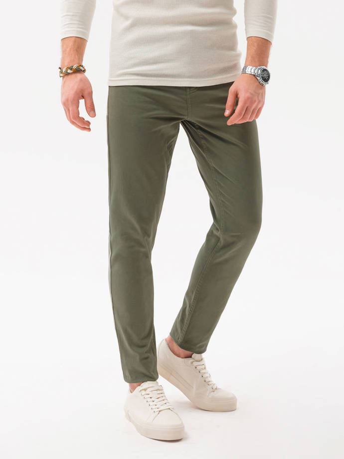 Pantaloni chino barbati - masliniu P1059