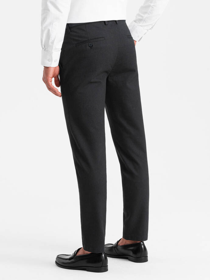 Pantaloni chino clasici pentru bărbați cu textură fină - negru V5 OM-PACP-0188
