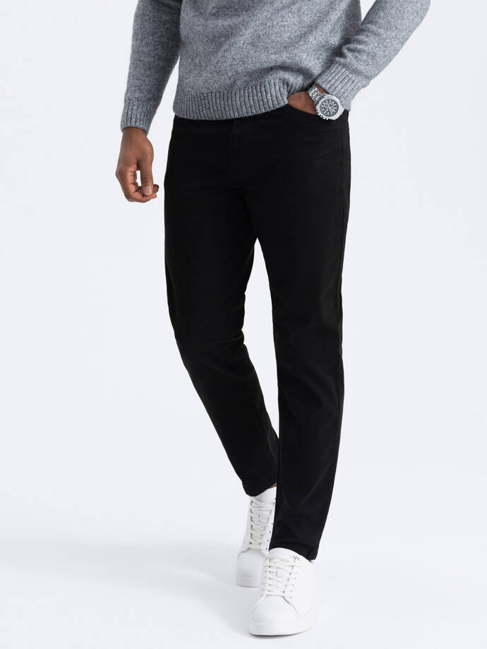 Pantaloni chino croiți pentru bărbați - negru V1 OM-PACP-0151