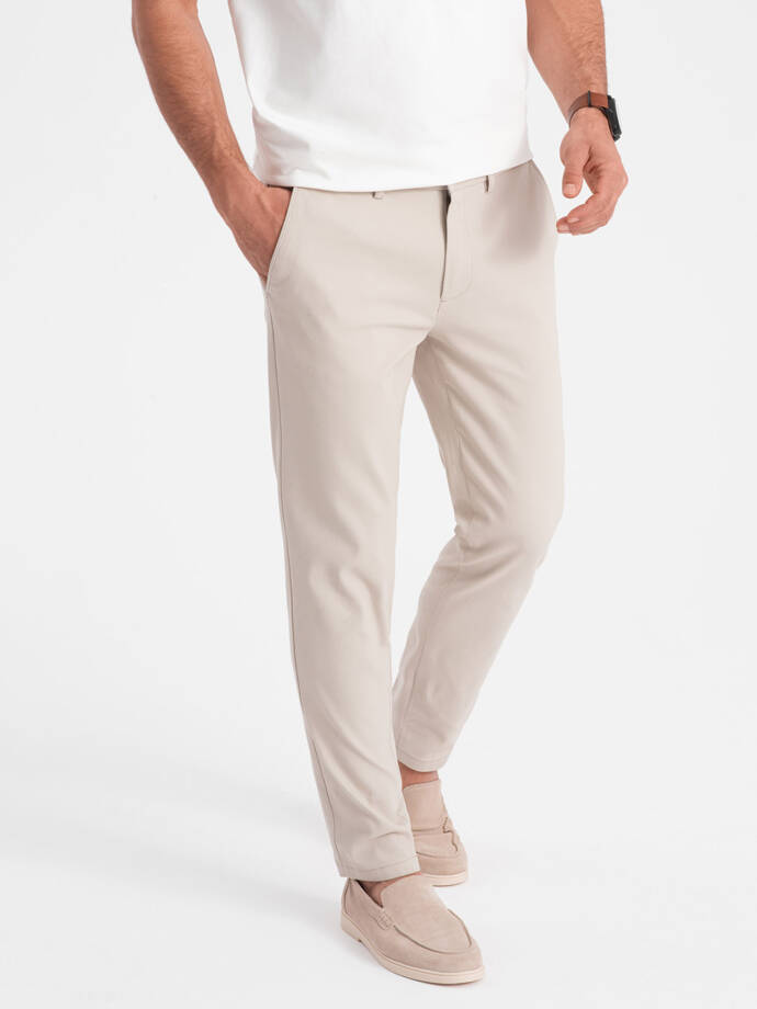 Pantaloni chino pentru bărbați SLIM FIT - crem V1 OM-PACP-0186