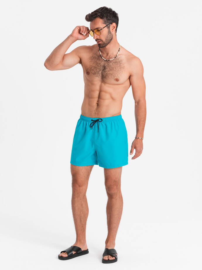 Pantaloni scurți de baie Neon pentru bărbați cu efect magic de imprimare - turcoaz V2 OM-SRBS-0147