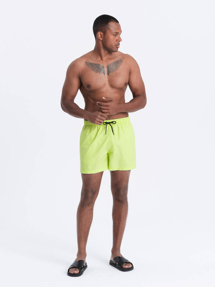 Pantaloni scurți de baie Neon pentru bărbați cu efect magic de imprimare - verde lime V1 OM-SRBS-0147