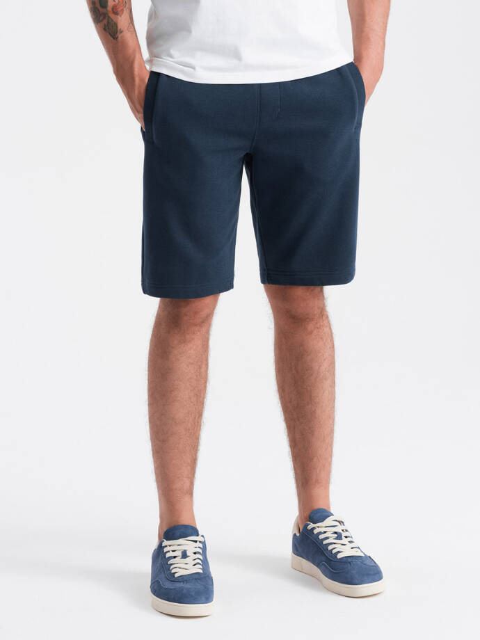 Pantaloni scurți din bumbac pentru bărbați BASIC - albastru marin V1 OM-SRBS-0149