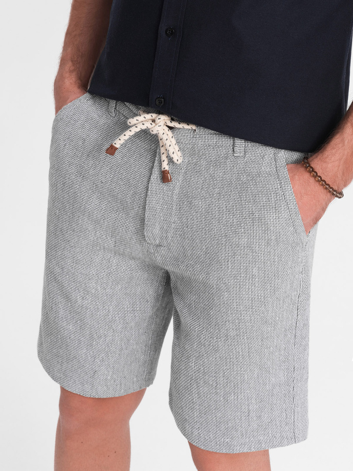 Pantaloni scurți tricotați pentru bărbați din in și bumbac - gri V1 OM-SRCS-0130
