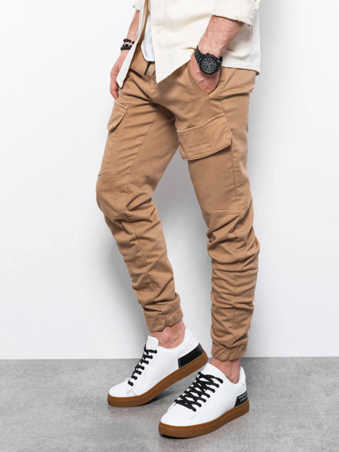 Pantaloni tip jogger barbati - bej P925