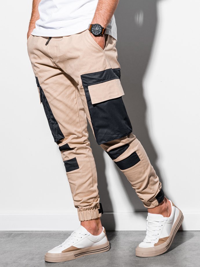 Pantaloni tip jogger barbati - bej P998