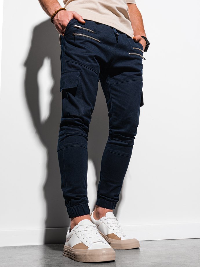 Pantaloni tip jogger barbati - bleumarin P1000