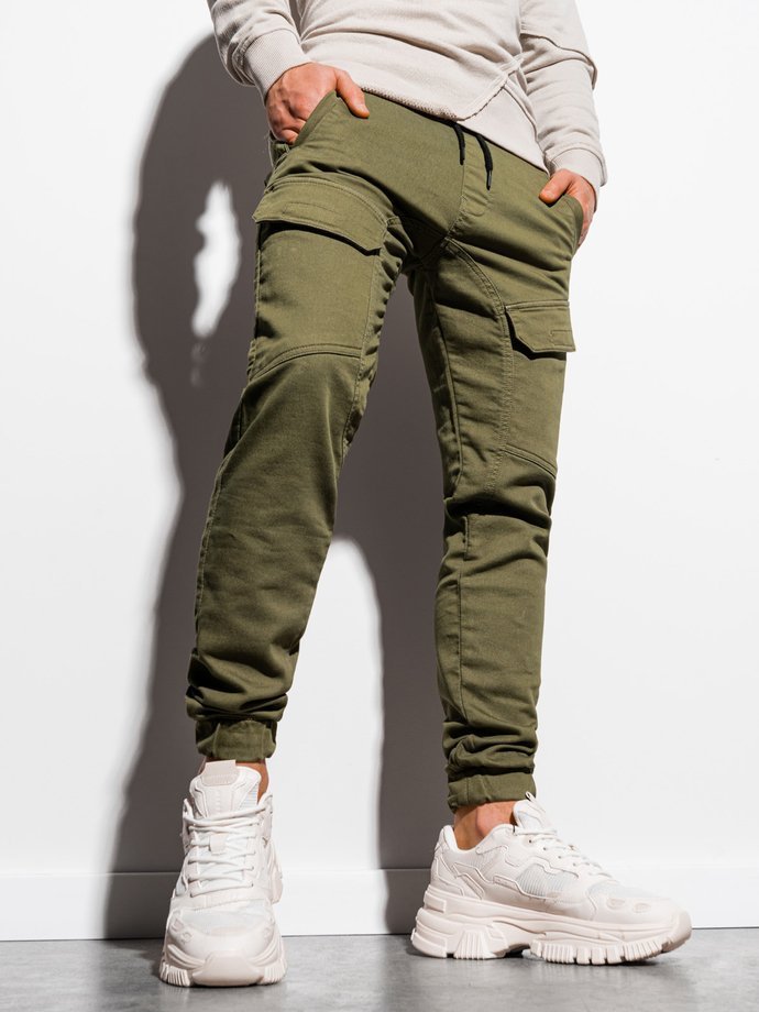 Pantaloni tip jogger barbati - kaki P925