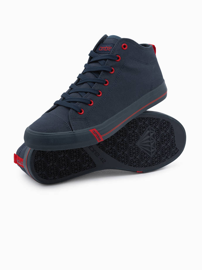 Pantofi de bărbați pantofi de sport cu elemente contrastante - albastru marin V3 OM-FOTH-0125