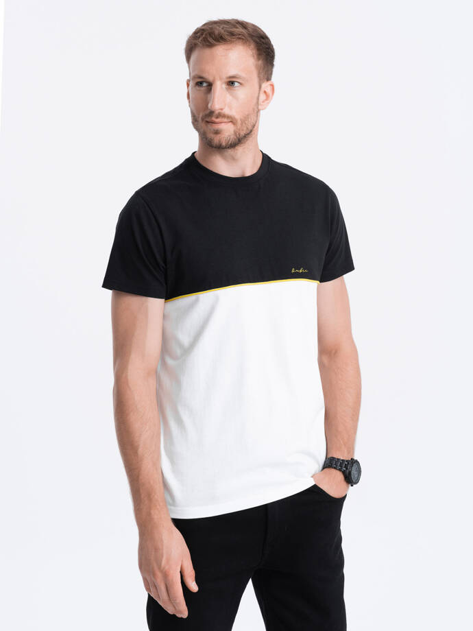 Tricou bărbătesc din bumbac bicolor - negru și alb V2 S1619