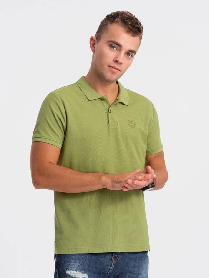 Tricou polo bărbătesc din tricot piqué - olive V21 S1374