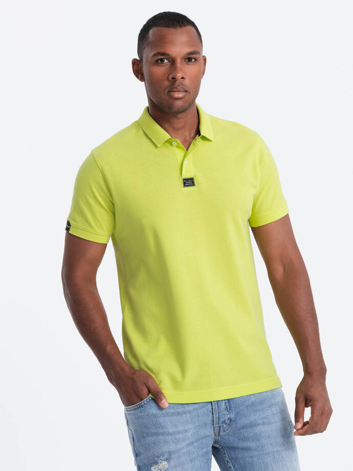 Tricou polo pentru bărbați cu guler - verde lime V8 S1745