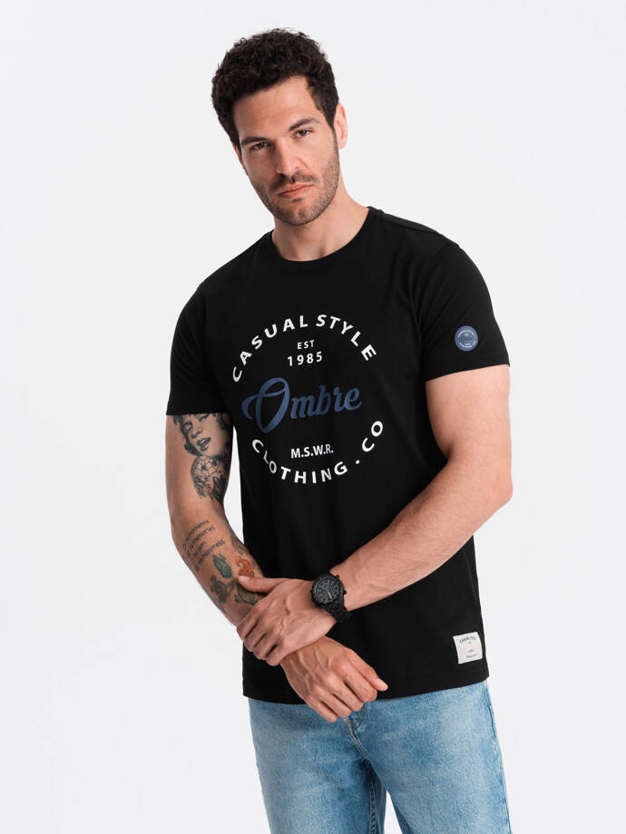 Tricou tipărit Ombre Casual Style pentru bărbați - Negru V2 OM-TSPT-0144