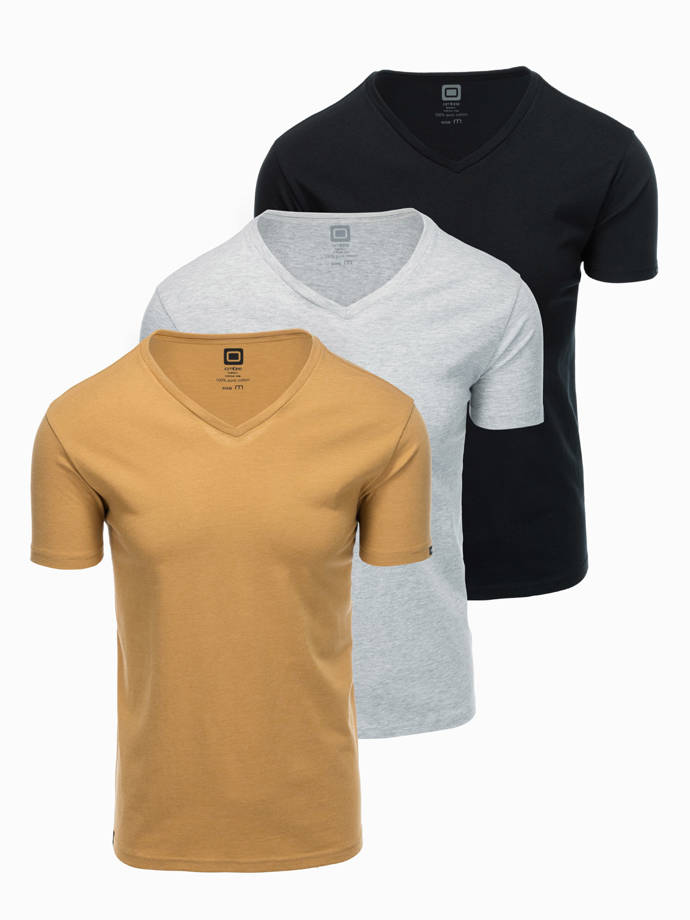 V-NECK set de tricouri din bumbac V-NECK set de 3 - mix V15 Z29