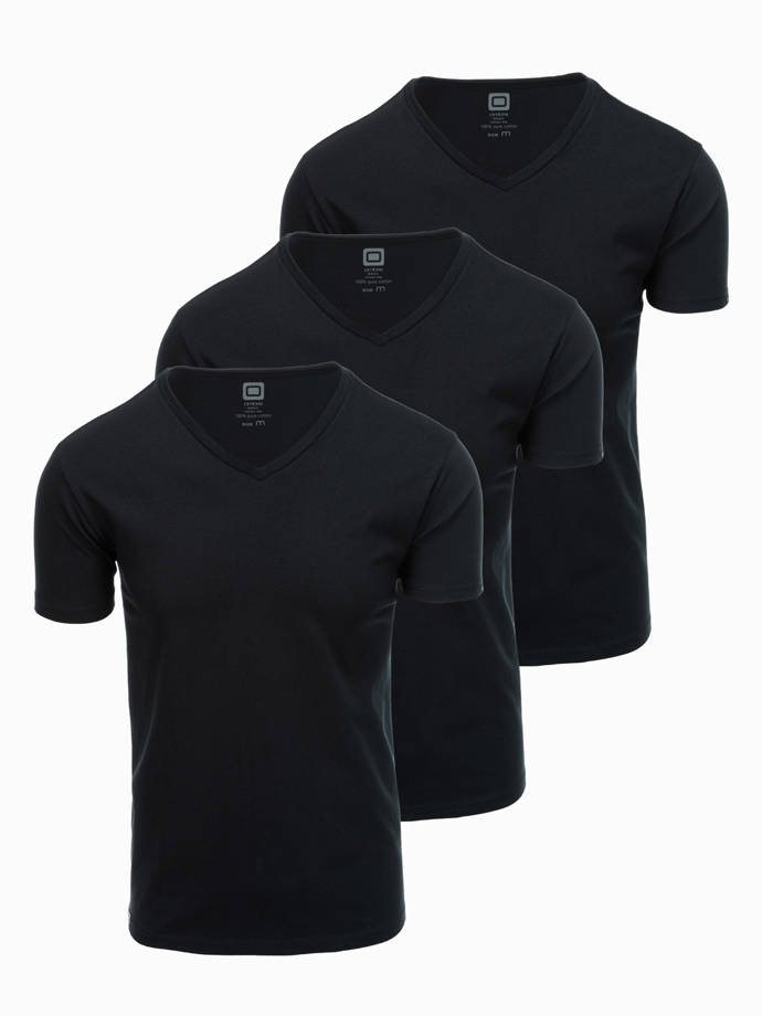 V-NECK set de tricouri din bumbac V-NECK set de 3 - negru V9 Z29